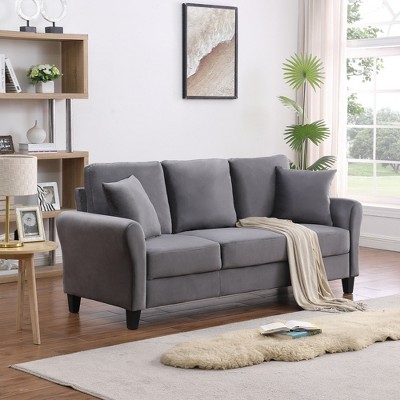 Clio Velvet Upholstered 3 Seater Sofa Couch,78 inches Long Sofas,Modern Velvet Couch 3 Seater Sofa with 2 Pillow-Maison Boucle
