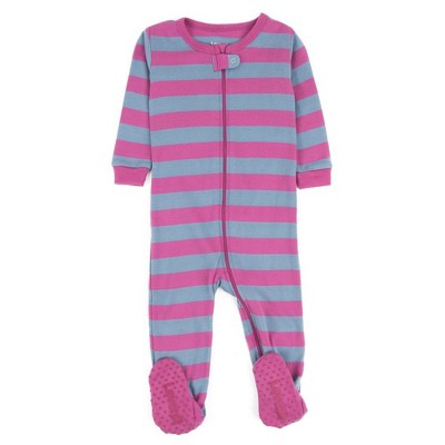 Leveret Footed Cotton Pajamas Striped Purple And Denim 3 Year : Target