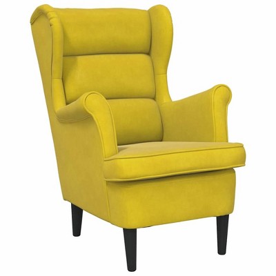 vidaXL Armchair Wingback Sofa Chair Living Room Upholstered Side Chair Velvet - Mustard Yellow Without Footrest