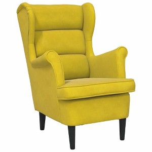 vidaXL Armchair Wingback Sofa Chair Living Room Upholstered Side Chair Velvet - Mustard Yellow Without Footrest - 1 of 4
