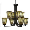Toltec Lighting Apollo 8 - Light Chandelier in  Dark Granite with 5" Square Santa Cruz Art Glass Shade - 2 of 3