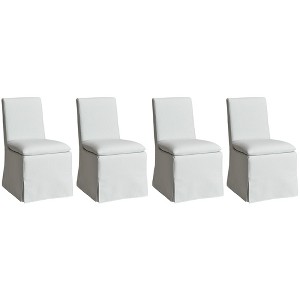KINWELL Performance Fabric Slipcover Dining Chair Side Chair With Casters Set of 4 - 1 of 4