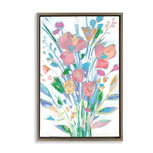 Stupell Industries Pastel Joyful Bouquet Black Framed Floater Canvas Wall Art - 1 of 4