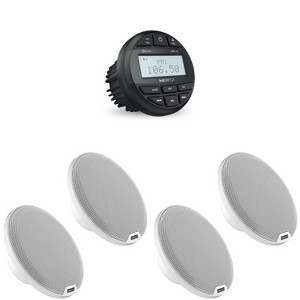 Hertz Marine HMR-10 Marine Digital Media Receiver Gauge style Receiver and ( 2 Pair ) HEX Series HEX-65-C-W 6.5" 4-Ohm Marine Classic Coax Set - White - 1 of 4