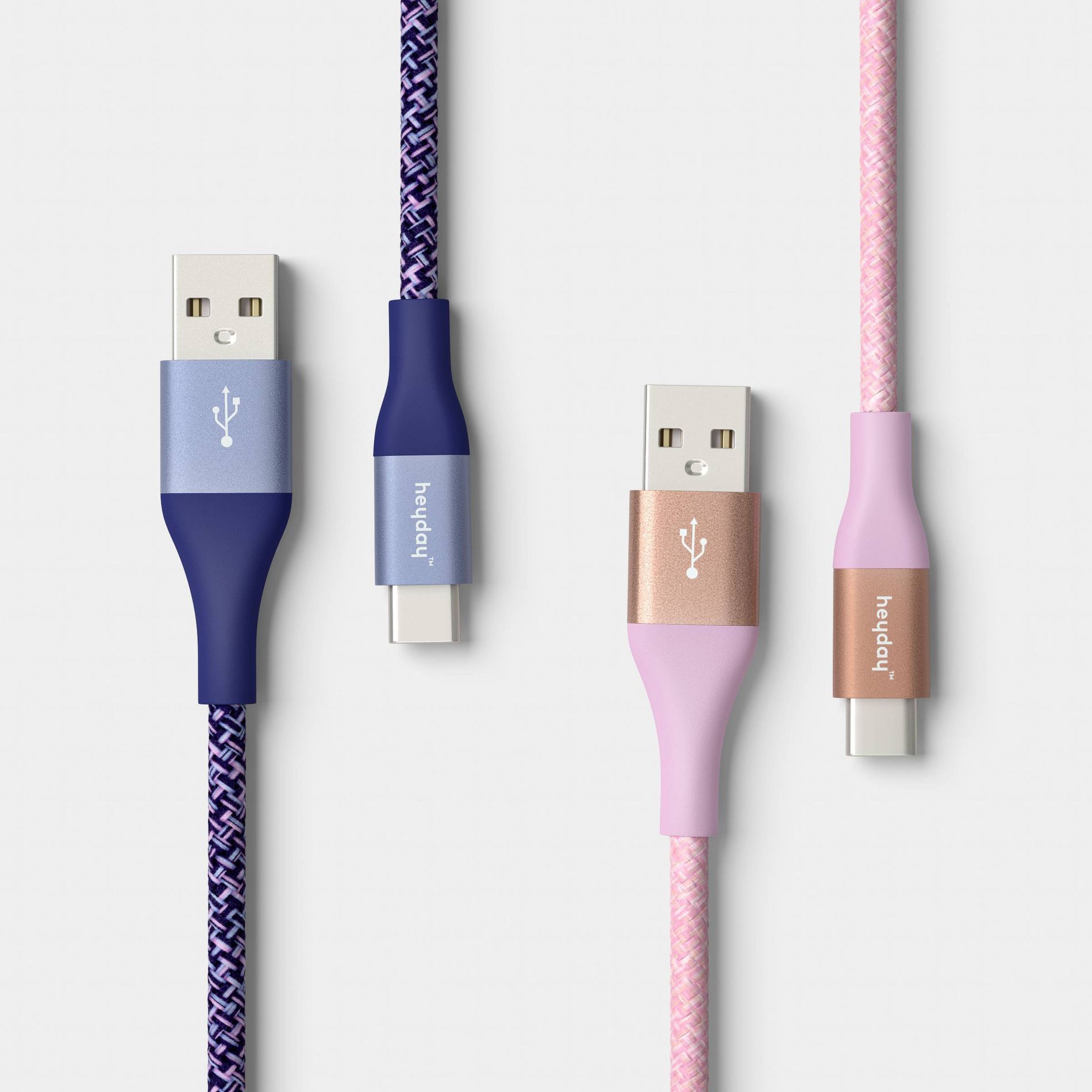 6ft USB-A to USB-C Braided Cable 2pk - heyday™ Future Dusk Bright Lilac