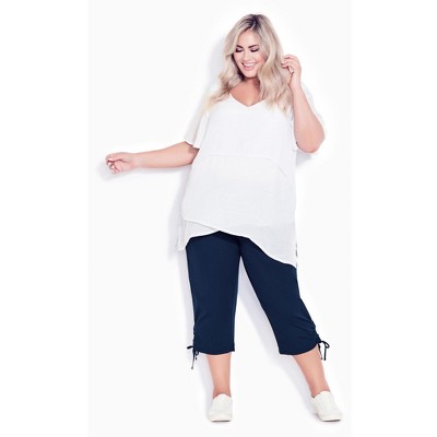 Avenue Women's Plus Size Cotton Cinch Capri