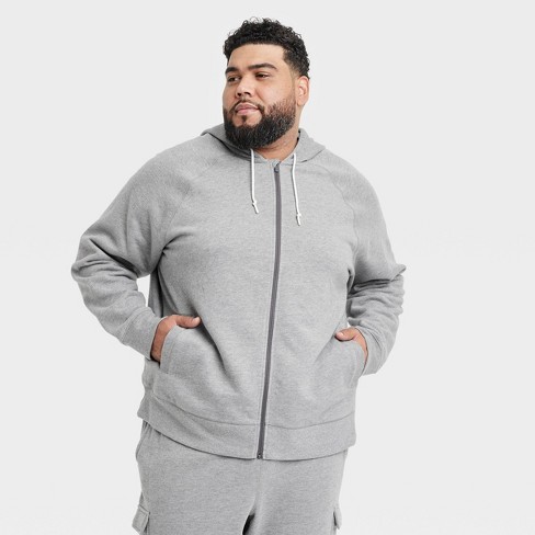 Men's Cotton Fleece Hooded Sweatshirt - All In Motion™ Heathered Light Gray  L : Target