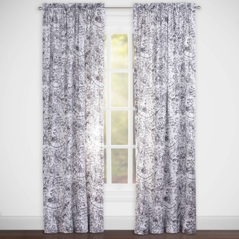 Space Dreams Hidden Pictures Rod Pocket Curtain Panel Highlights