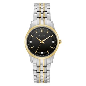 Bulova Ladies' Two-Tone Stainless Steel Diamond Accent Watch, 32mm, Black Dial - 1 of 4