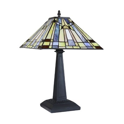 Kinsey 12" Blackish Bronze Stained Glass Mission-Style Table Lamp