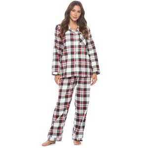 Casual Nights Women's Flannel Long Sleeve Button Down Pajama Set - 1 of 4
