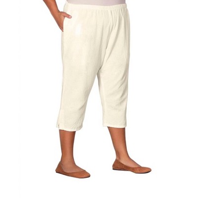 Women's Crinkle Cotton Crop Pants - Plus - On The Plus Side