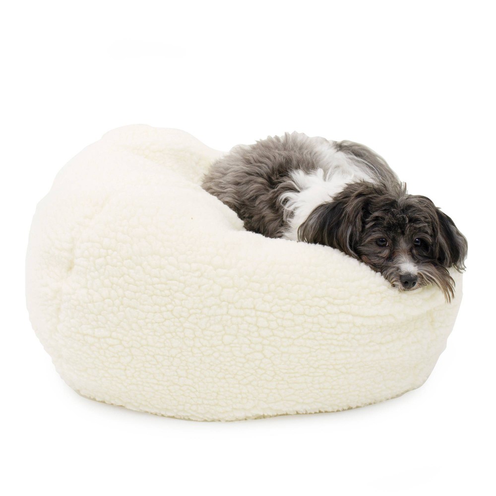 Photos - Dog Bed / Basket Carolina Pet Company Faux Shearling Puff Ball Dog Bed - M - Natural 