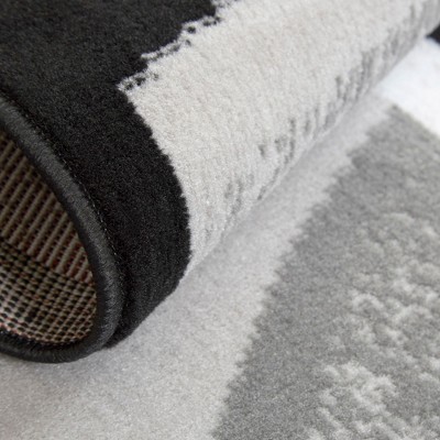 Premium Black and Gray Abstract Border Area Rug, 9' x 12'