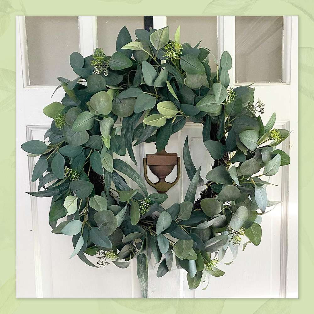 user image by @alwaysteachinganddecorating, 24" Faux Mixed Eucalyptus Wreath - Hearth & Hand™ with Magnolia: Indoor/Outdoor, Unlit, Wall Decor