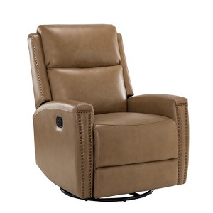 Hilario Fall 30.31''Wide Genuine Leather Swivel Rocker Recliner  Deal of the day | ARTFUL LIVING DESIGN - 1 of 4