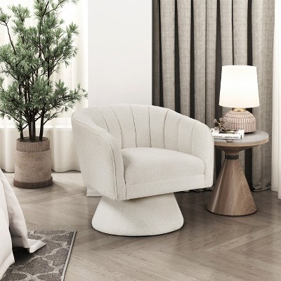 NicBex Modern Swivel Accent Chair Boucle Upholstery, Solid Wood Frame, Foam Seat Cushion, Unique Style for Living Room, Bedroom, Home Office