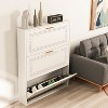 Bekrvio Slim Narrow Metal Shoe Cabinet with 3 Flip Drawers, Breathable Freestanding Hidden Organizer, Shoe Storage Rack for Entryway, Hallway - 2 of 4