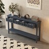 60" Rustic Entryway Console Table, Narrow Sofa Table With 2 Different Size Drawers And Bottom Shelf For Storage, Display Shelf For Home Living Room - 2 of 4