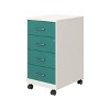 Space Solutions 18" Deep 4 Drawer Metal Mobile Organizer with 4 Box Drawers Locking Teal/Pearl - 2 of 4