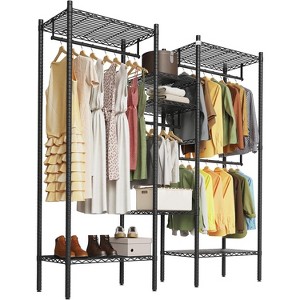 Heavy Duty Clothing Rack with Shelves, Portable 4-Tier Freestanding Closet Wardrobe System, Max Load 850 LBS - 1 of 4