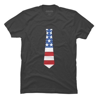 Men's Design By Humans Fourth Of July Simple American Flag Tie By FreshDressedTees T-Shirt