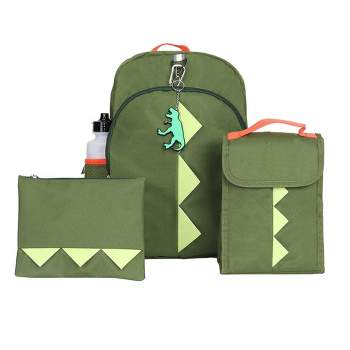 RALME Dinosaur Backpack Set for Kids, 16 inch, 6 Pieces - Includes Foldable Lunch Bag, Water Bottle, Key Chain, & Pencil Case