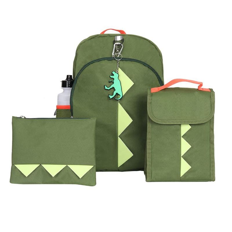 RALME Dinosaur Backpack Set for Kids, 16 inch, 6 Pieces - Includes Foldable Lunch Bag, Water Bottle, Key Chain, & Pencil Case, 1 of 8