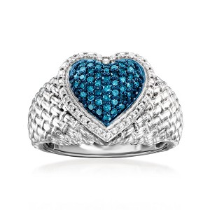 Ross-Simons 0.25 ct. t.w. Blue Diamond Heart Ring in Sterling Silver - 1 of 4