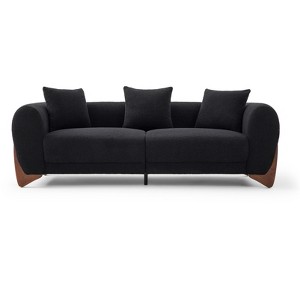 Mid Century Modern Sofa with Lamb Wool Fabric, Upholstered Living Room Sofa with Waist Cushion, Reading Sofa for Bedroom Sunroom - 1 of 4