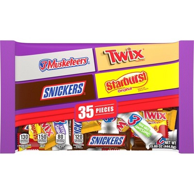 Twix, Snickers, 3 Musketeers, Starburst Halloween Candy Variety Pack Fun Size - 15.69oz/35ct