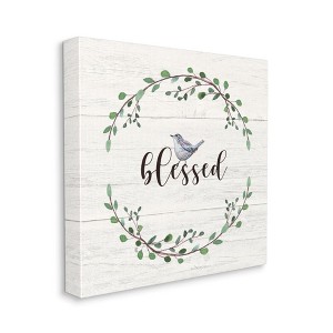 Stupell Industries Charming Blessed Phrase Blue Bird and Wreath - 1 of 4