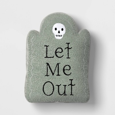 15.5"x10" Large Tombstone 'Let Me Out' Novelty Shaped Throw Pillow Green - Hyde and EEK! Boutique™
