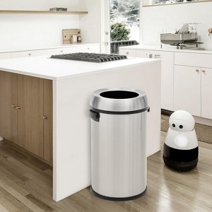 17 Gallon Trash Can, Round Waste Container with Handle, Commercial Grade Stainless Steel Recycling Bin for Kitchen, Office, Outdoor - 1 of 4