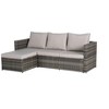 Bigget Outdoor Steel Wicker 3 Piece L-Shaped Patio Rattan Sectional Set, Grey - 4 of 4