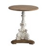 GDFStudio Hueber Lightweight Concrete Round Side Table with Carved Pedestal Base - 3 of 4
