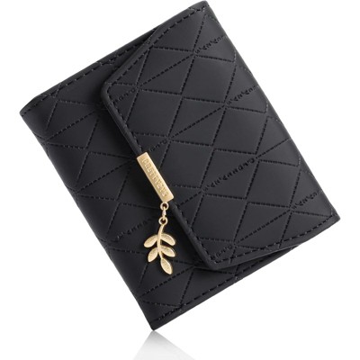 FATMOON Small Wallet for Women Leather RFID Blocking Card Holder Easy-to-Use Bifold with Zipper Coin Pocket & ID Window