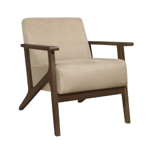 Velvet Upholstered Accent Chair with Solid Wood Frame and Cushioned Seat and Back for Living Room - 1 of 4