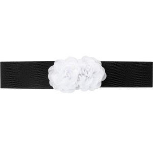 INSPIRE CHIC Women's Elastic Wide Double-Flower Stretch Corset Waist Belt 1 Pc - 1 of 4