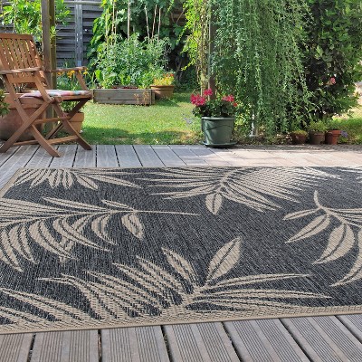 Blue Floral 5' x 7' Reversible Synthetic Area Rug