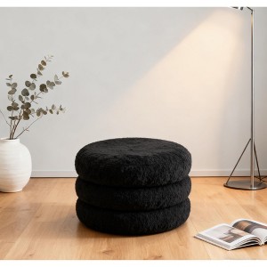 Airsurfer Compact Black Storage Ottoman Modern Round Storage Ottoman Living Room Furniture for Space-Saving Storage - 1 of 4
