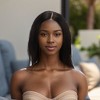 Unique Bargains Women's Straight Long Hair Wig 13x4in 180 Real Human Hair Black 1 Pc - 2 of 4