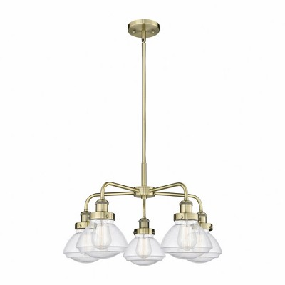 Olean - 5 Light Stem Hung Chandelier In Art Deco Style-13.5 Inches Tall and 24.5 Inches Wide