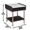 Vynxaria Contemporary End Table, Side Table, Nightstand, Brown, Walnut Wood, White Marble Printed Veneers, 24" Height - 4 of 4
