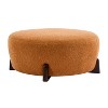 Dexmalle Boucle Top Ottoman with Rubber Wood Legs,Pumpkin Orange - 3 of 4