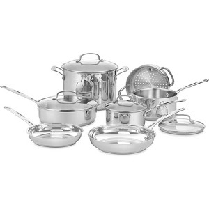 BRINJOY 7 - Piece Premium Stainless Steel Cookware Set - Oven & Dishwasher Safe, Even - Heat Cooking Pots & Pans with Glass Lids - 1 of 4