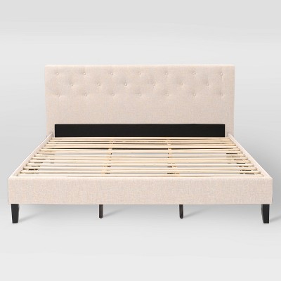 King Nova Ridge Tufted Upholstered Bed Cream - CorLiving