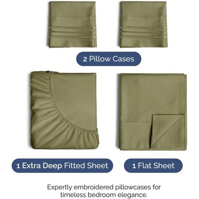 Sage Green Queen Deep Pocket Microfiber Sheet Set