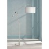Possini Euro Design Modern Arc Floor Lamp 69" Tall Brushed Steel Adjustable Boom Off White Linen Drum Shade for Living Room Reading Office - 2 of 4