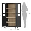 Jojoka 63" Tall Storage Cabinet with Glass Doors, 5 Tier Bathroom Cabinet with Adjustable Shelves for Kitchen, Dining Room, Bathroom - 2 of 4